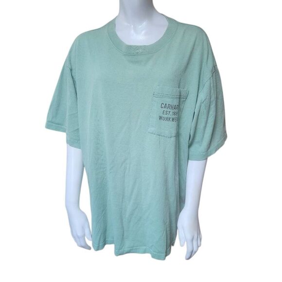 Carhartt Workwear Green & Brown Original Fit Short Sleeve Tee Shirt (XL) - Picture 2 of 5